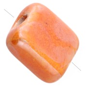 Perle carrée 10 mm en céramique - Orange x1