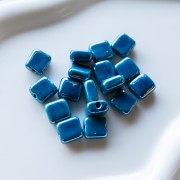 Perle carrée 10 mm en céramique - Sky Blue x1