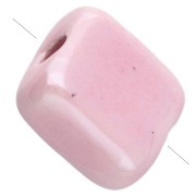 Perle carrée 10 mm en céramique - Baby Pink x1