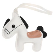 Pendentif poney 11x9.5 cm pour bijou de sac - PU - Blanc/Noir x1