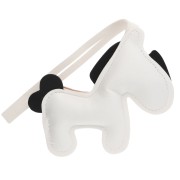 Pendentif poney 11x9.5 cm pour bijou de sac - PU - Blanc/Noir x1