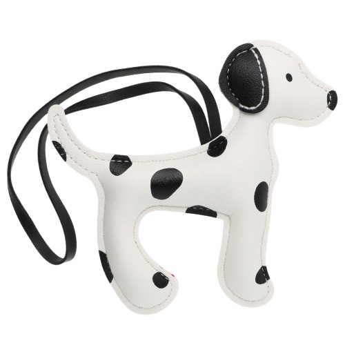Pendentif chien 13x12 cm pour bijou de sac - PU - Blanc/Noir x1