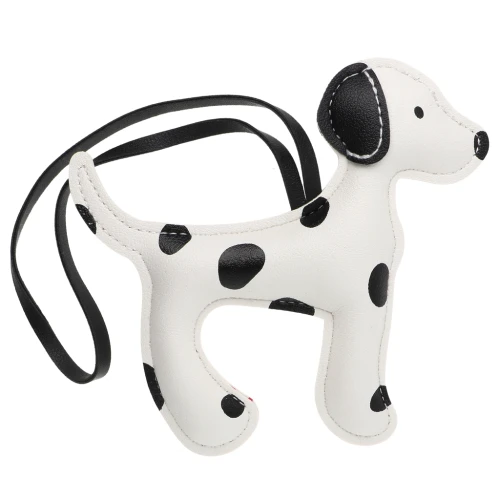 Pendentif chien 13x12 cm pour bijou de sac - PU - Blanc/Noir x1