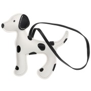 Pendentif chien 13x12 cm pour bijou de sac - PU - Blanc/Noir x1