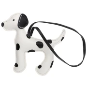 Pendentif chien 13x12 cm pour bijou de sac - PU - Blanc/Noir x1