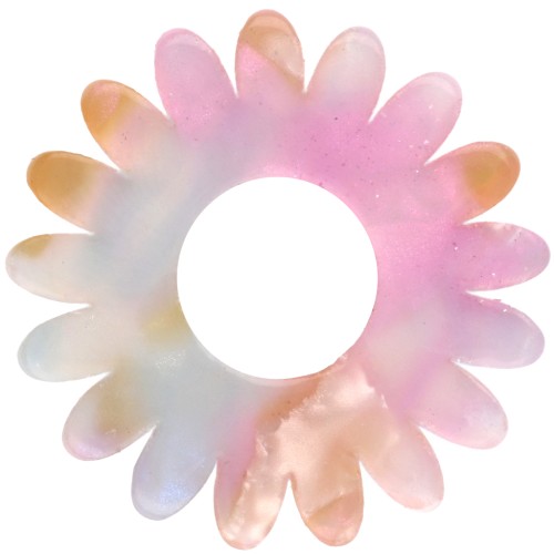 Pendentif fleur marguerite 20 mm acétate - Marbré Rose - Ocre - Ivoire - Bleu gris