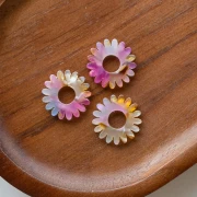 Pendentif fleur marguerite 20 mm acétate - Marbré Rose - Ocre - Ivoire - Bleu gris