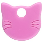 Rose - Breloque tête de chat 14.5x15.5 mm en acrylique opaque - Rose x1 Breloque tête de chat 14.5x15.5 mm en acrylique opaque - Rose x1