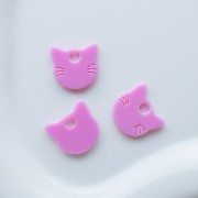 Breloque tête de chat 14.5x15.5 mm en acrylique opaque - Rose x1