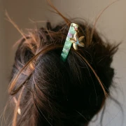 Pique à cheveux 170x9 mm avec trou - Ecaille de tortue - Noir - Beige x1