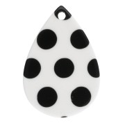 Goutte - Pendentif goutte 22x15 mm en acétate - motif pois - Blanc - Noir x1 Pendentif goutte 22x15 mm en acétate - motif pois - Blanc - Noir x1