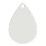 Pendentif goutte 22x15 mm en acétate - motif pois - Blanc - Noir x1