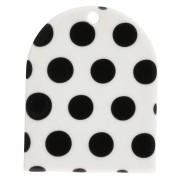 Géométrique - Pendentif forme arche 25x20 mm en acétate - motif pois - Blanc - Noir x1 Pendentif forme arche 25x20 mm en acétate - motif pois - Blanc - Noir x1