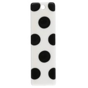 Rectangle - Pendentif rectangle 27x8 mm en acétate - motif pois - Blanc - Noir x1 Pendentif rectangle 27x8 mm en acétate - motif pois - Blanc - Noir x1