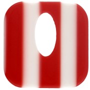 Pendentif carré évidé 21 mm en acétate - Rayés Rouge - Blanc x1