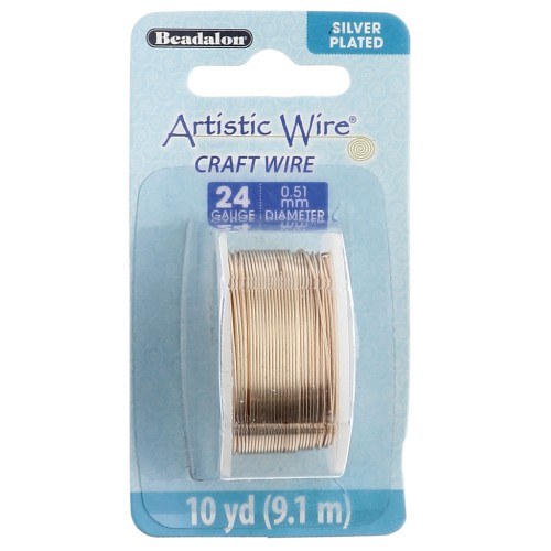 Fil de cuivre Artistic Wire 0.51 mm - Plaqué Argent Doré anti-ternissement x9.1m