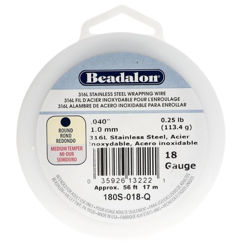 Fil rond 1.02 mm - Acier inoxydable 316L x17m