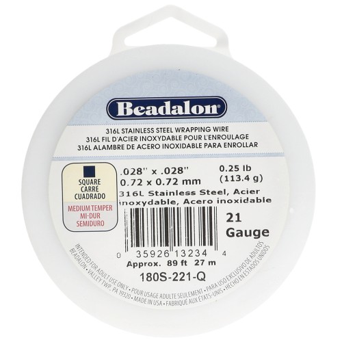 Fil carré 0.72 mm - Acier inoxydable 316L x27m