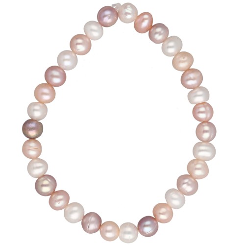 Bracelet élastique 17 cm en perles d'eau douce naturelles 6.5x7 mm - Mix rose x1