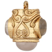 Pendentif ethnique 18x16 mm avec pierres gemmes - Doré à l'or fin - Quartz rose x1