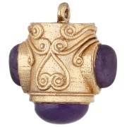 Amethyste - Pendentif ethnique 18x16 mm avec pierres gemmes - Doré à l'or fin - Amethyste x1 Pendentif ethnique 18x16 mm avec pierres gemmes - Doré à l'or fin - Amethyste x1