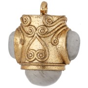 Pierre de lune - Pendentif ethnique 18x16 mm avec pierres gemmes - Doré à l'or fin - Pierre de lune Pendentif ethnique 18x16 mm avec pierres gemmes - Doré à l'or fin - Pierre de lune