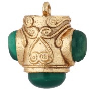 Onyx - Pendentif ethnique 18x16 mm pierres gemmes teintées - Doré à l'or fin - Onyx Vert Pendentif ethnique 18x16 mm pierres gemmes teintées - Doré à l'or fin - Onyx Vert