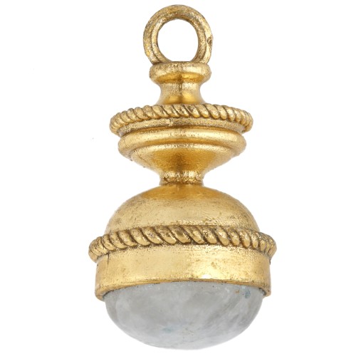 Pendentif lanterne 27x14 mm pierre gemme - Pierre de lune - Doré à l'or fin x1