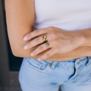 Bague large double - Taille 51 - Acier inoxydable 304 Doré x1