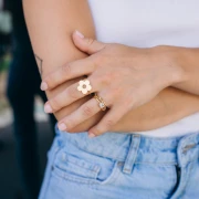 Bague 2 rangs réglable avec oxyde de zirconium - T.48 à 58 - Acier inox 304 Doré