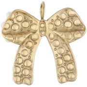 Breloque nœud 20x19 mm avec perles ABS - Acier inoxydable 316 Doré x1