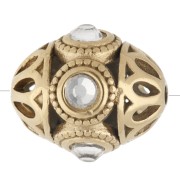 Crystal - Perle ethnique 11x13 mm avec strass - Acier inoxydable 316 doré - Cristal x 1 Perle ethnique 11x13 mm avec strass - Acier inoxydable 316 doré - Cristal x 1