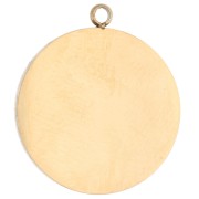 Breloque ronde 17.5 mm motif coquillage Résine époxy Acier inox 304 Doré -Rouge x1