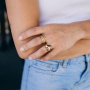 Bague coeur bombé - Taille 52 - Acier inoxydable 304 Doré x1
