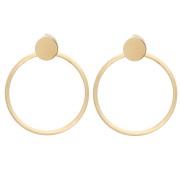 Boucles d'oreilles rond avec cercle évidé 41x35 mm - Acier inoxydable 304 Doré x2