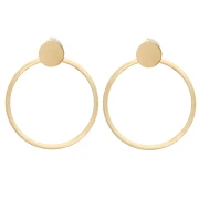 Boucles d'oreilles rond avec cercle évidé 41x35 mm - Acier inoxydable 304 Doré x2