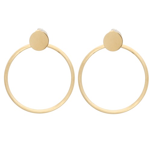 Boucles d'oreilles rond avec cercle évidé 41x35 mm - Acier inoxydable 304 Doré x2