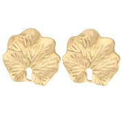 Clips d'oreilles feuille travaillé 23x26 mm - Acier inox 304 et 316 Doré x2|raw }}