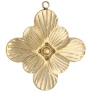 Pendentif fleur avec oxyde de zirconium 24x26.5 mm - Acier inoxydable 304 Doré x1