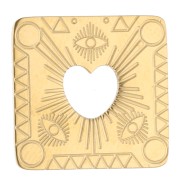 Intercalaire rectangle 18x17.3 mm avec cœur ajouré Acier inoxydable 316 Doré x1