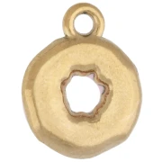 Breloque donuts 12x15.5 mm - Résine époxy - Acier inoxydable 304 Doré - Rose x1