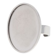 Bague réglable pour cabochon fond plat 25x18 mm - Acier inoxydable 304L x1
