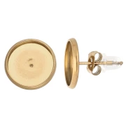 Clous d'oreilles pour cabochon plat 10 mm - Acier inoxydable 303 Doré x2
