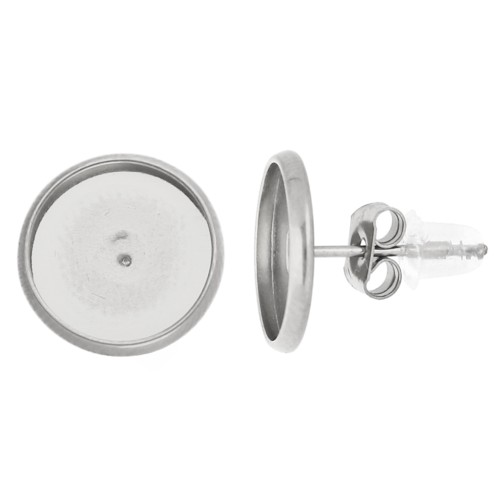 Clous d'oreilles pour cabochon plat 10 mm - Acier inoxydable 303 x2