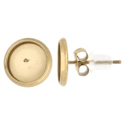 Clous d'oreilles pour cabochon plat 8 mm - Acier inoxydable 303 Doré x2