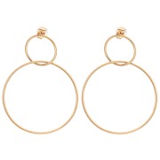 Boucles d'oreilles double cercle 47x35 mm - Acier inoxydable 304 Doré x2