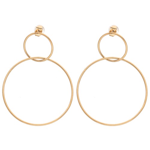 Boucles d'oreilles double cercle 47x35 mm - Acier inoxydable 304 Doré x2