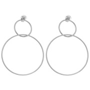 Boucles d'oreilles double cercle 47x35 mm - Acier inoxydable 304 x2