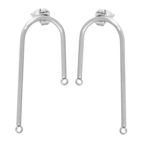 Clous d'oreilles pont asymétrique 37x16 mm - Forme U - Acier inoxydable 304 x2