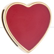 Poussoir slider coeur 14.5x14 mm pour lacet 10 mm - Acier inox 304 Doré - Rouge